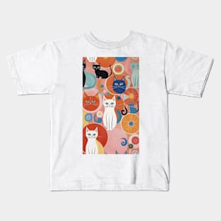 Hilma af Klint's Abstract Cat Reverie: Whimsical Harmony Kids T-Shirt